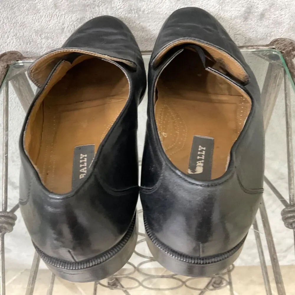 Bally Brenio Men’s Size 9.5 D Black Leather Slip On Loafers Dress Shoe Logo